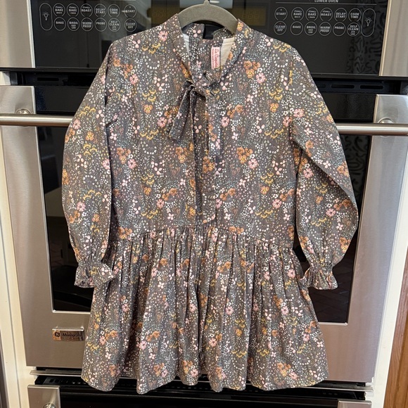 La Coqueta Other - La Coqueta - Girls Gray Dress w/Pink & Mustard/Beige Flowers - Size: 6
